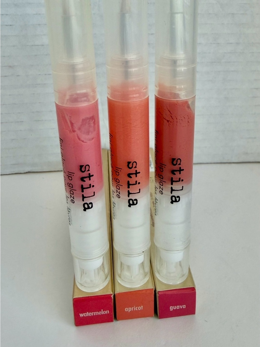 Stila Lip Glaze Trio — Watermelon, Apricot, Guava-NIB